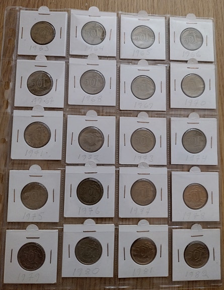 50 Penniä 1963 - 1988 ,26 kpl.