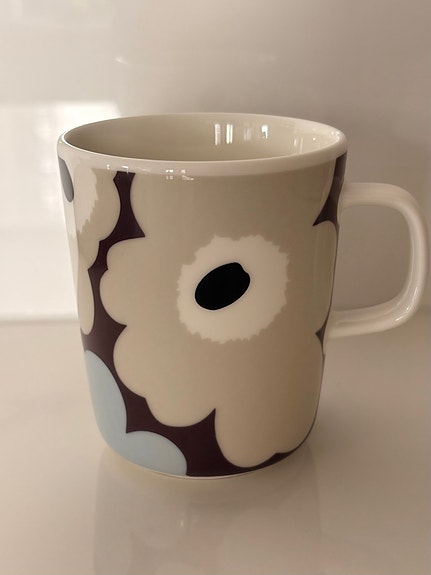 Marimekko Unikko muki beige vaaleansininen
