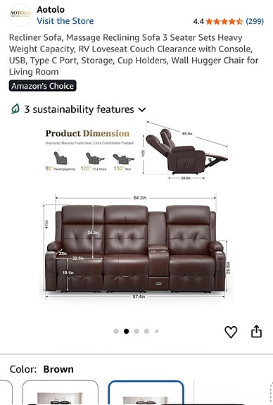 Recliner-sohva 3-istuttava hierontatoiminnolla (avaamaton paketti)