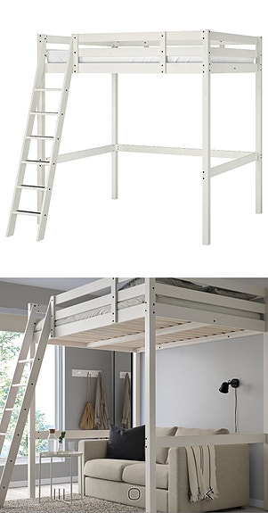 IKEA 140cm leveä parvisänky valkoinen