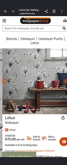 Harlequin Magnolia -tapetti harmaa kukkakuvio