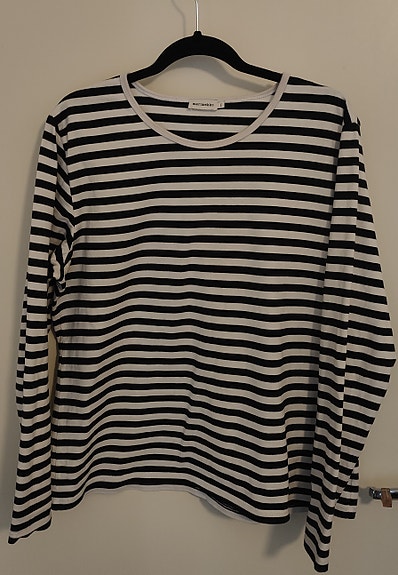 Marimekko, naisten mustavalkoinen raitapaita XXL