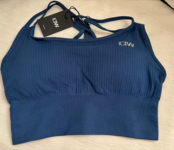 Classic "Dark Navy" Ribbed Define Seamless Sports Bra - Size XS