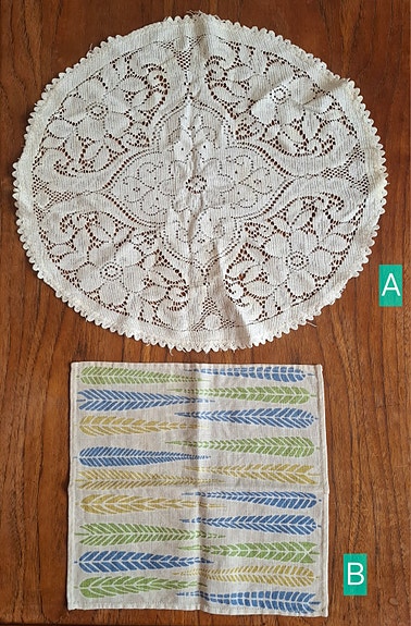 Vintage pienet pöytäliinat: pitsiliina ja pieni tekstiililiina