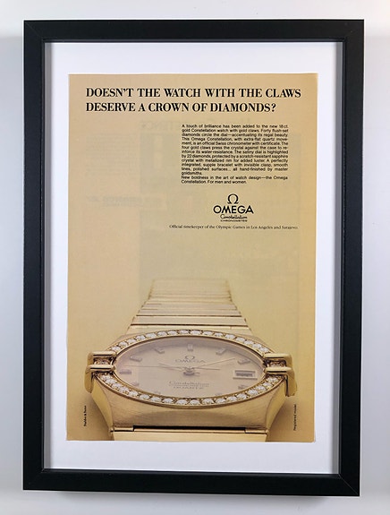 Framed 1983 Vintage Omega Constellation Watch Original Magazine Advertisement
