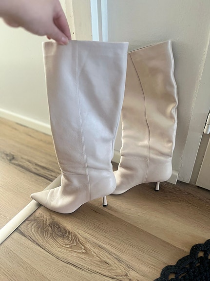 H&M nahkaiset saappaat koko 40 valkoinen