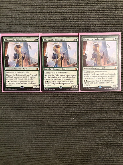 Myydään 3x Magic The Gathering kortit Rhonas the Indomitable