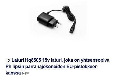Philips partakoneen laturi, uusi