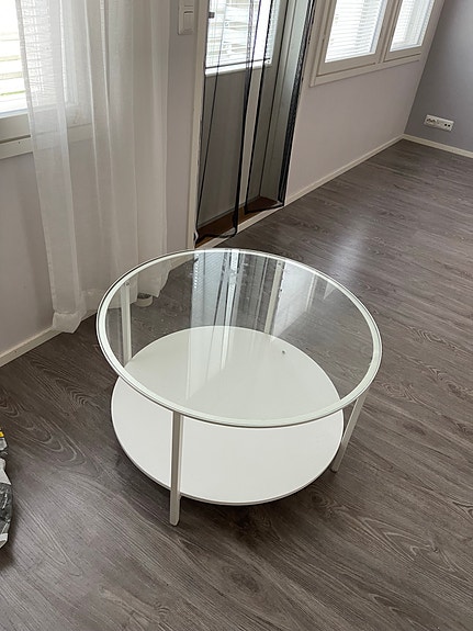 IKEA VITTSJÖ -sohvapöytä, valkoinen/lasi
