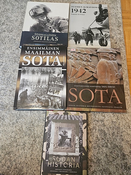 Sotakirjoja 6 kpl – talvi- ja jatkosota, ensimmäinen maailmansota ym.