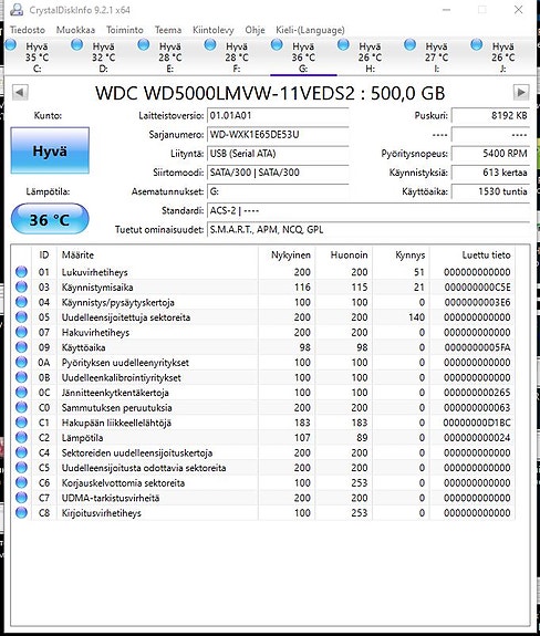 WD 500GB USB-ulkoinen kiintolevy – Hyvä kunto