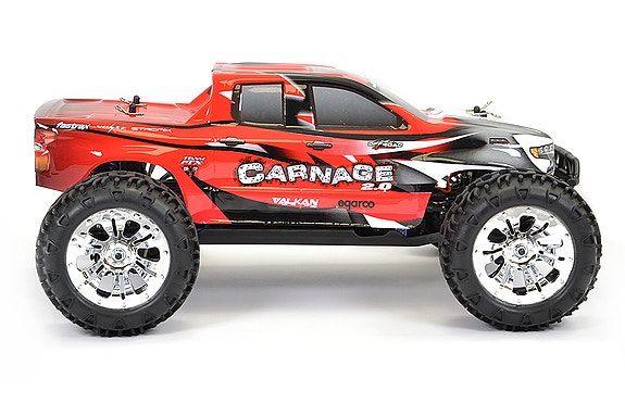 FTX Carnage 2.0 1/10 Brushed Monster Truck 4WD RTR - Red RC-auto + akku ja latur