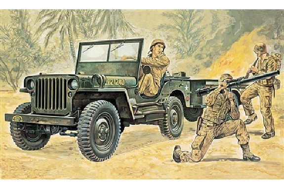Italeri 1/35 Willys MB Jeep with Trailer