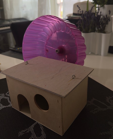 Hamsterin juoksupyörä ja talo/ mökki/ koti