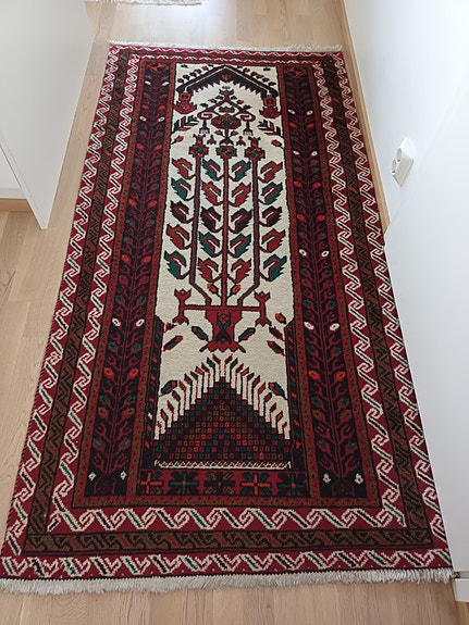 Käsinsolmittu villamatto 92x180
