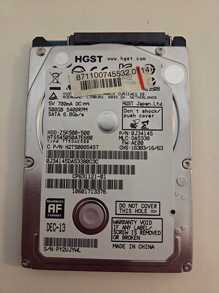 HGST 500GB 5400rpm sata kovalevy