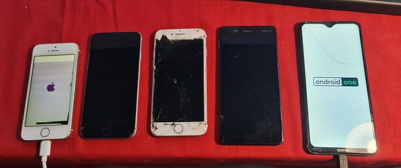 5kpl. puhelimia. Iphone 5S , 6 , 7 ja Nokia 5 , Nokia One. Korjattavaksi.