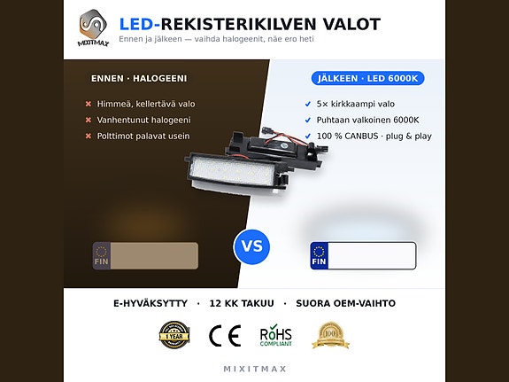 Nissan LED rekisterikilven valot 6000K (2kpl)