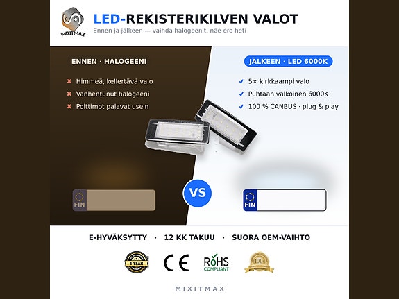 Renault / Dacia LED rekisterikilven valot 6000K (2kpl)