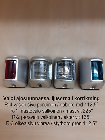Kulkuvalot, valot alle 12,00 m veneeseen, 4 kpl Alumiini