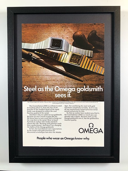 Framed 1976 Vintage Omega Constellation 2000 Watch Original Magazine Ad
