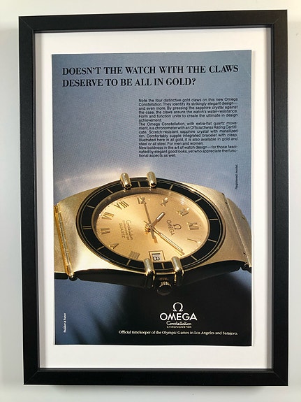 Framed 1983 Vintage Omega Constellation Chronometer Watch Original Magazine Ad