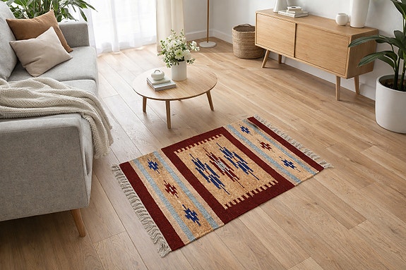 Käsinkudottu chenille-matto (dhurrie), 60 x 90 cm]