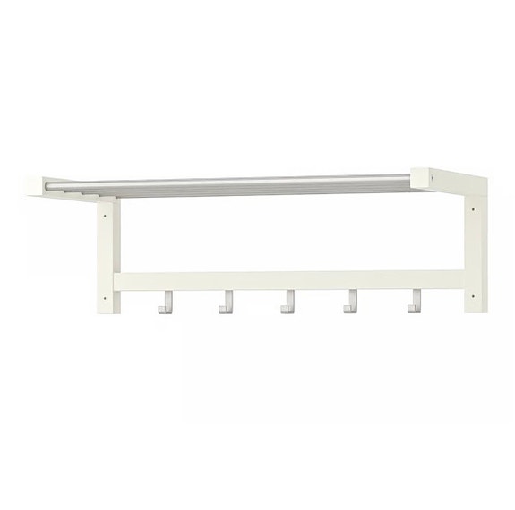 IKEA naulakko ja hattuhylly valkoinen