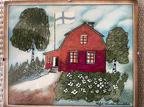 Seinälaatta Punainen tupa ja perunamaa