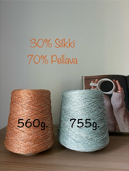 Myytävänä kaksi kartiota kesälankaa (silkki/pellava)