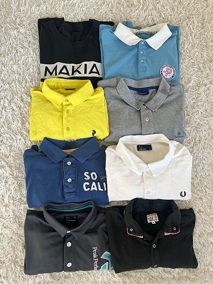 Miesten vaatepaketti L / XL lyhythihaisia (Gant, Peak, Hollister, Fred Perry..)