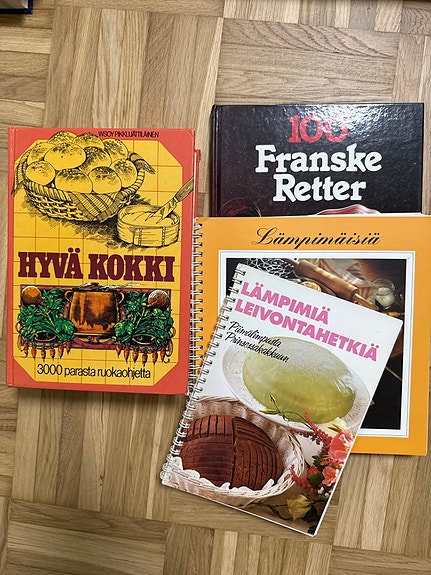 Keittokirjapaketti – Hyvä kokki, Lämpimiä leivontahetkiä, 100 Franske Retter ym.