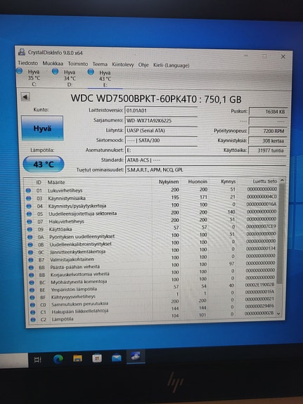 WD 750GB kovalevy (WDC WD7500BPKT)