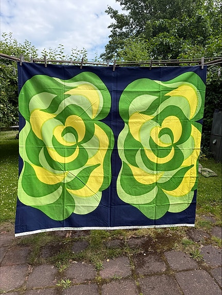 Marimekko Maija Isola Mustasukkainen kangas vihreä-sininen