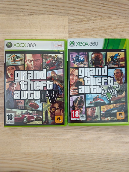 Xbox 360 Grand Theft Auto IV ja V pelit