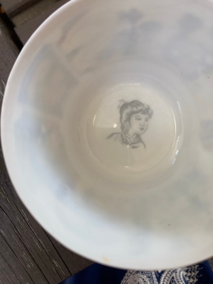 Kiinalainen Yiwei posliini teekuppisetti- Geisha litophane