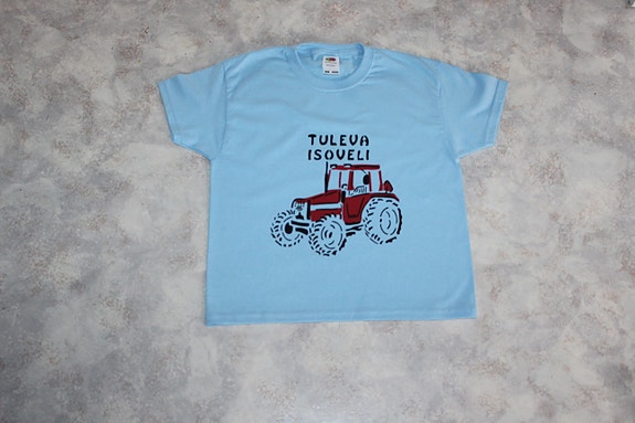 Traktori t-paita Tuleva isoveli teksti 98cm, uusi