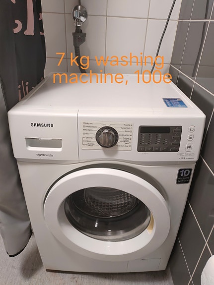 Samsung edestä täytettävä pesukone 7 kg valkoinen