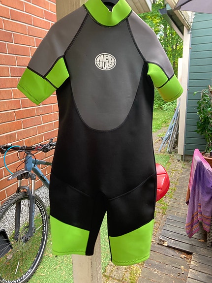 Neo Splash lasten lyhyt märkäpuku koko 14 musta-vihreä