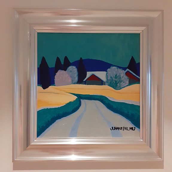 JUHANI PALMU. Taulu. Kylätie. Terragrafia. 52 x 52