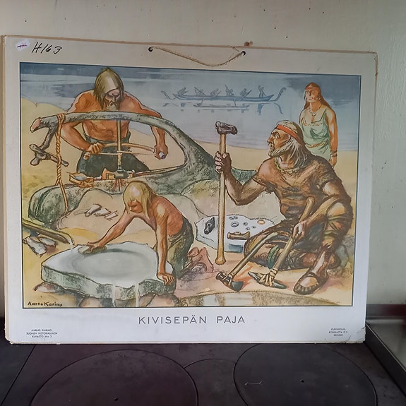 vanha koulun historian opetustaulu "Kivisepän paja" (Aarno Karimo)
