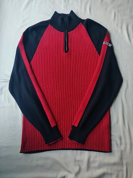 Nautica Jeans Co. Quater Zip Ribbineule - Puuvillainen - Punainen Musta - L
