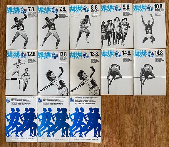Yleisurheilun MM-kisat Helsinki 1983 käsiohjelmia ym