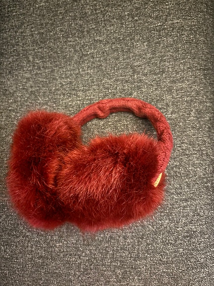 Red fluffy earmuffs