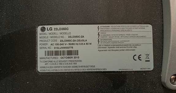 LG 22LD350C 22" LCD-televisio HDMI:lla