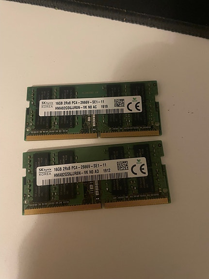 Sk hynix 2x16GB ddr4 2666mhz sodimm läppärin muisti