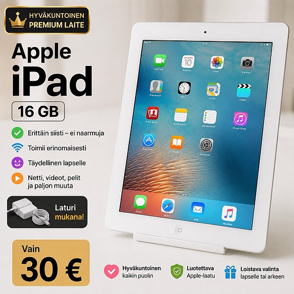 🍎Apple iPad tabletti 16 GB valkoinen✅
