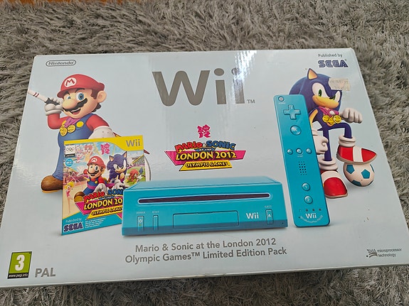 Nintendo Wii pelikonsoli Mario & Sonic London 2012 -pakkaus (täydellinen setti)