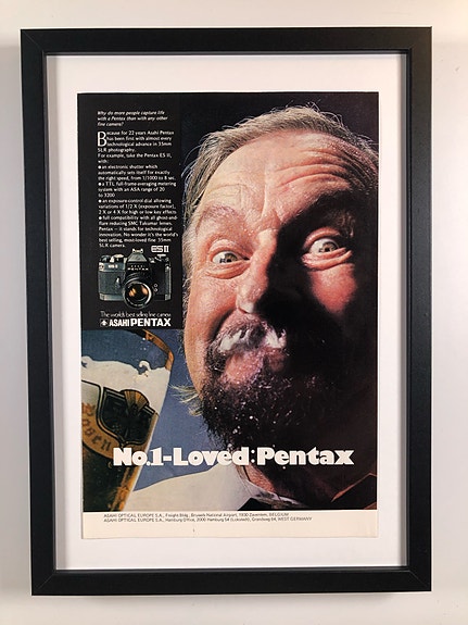 Framed 1974 Vintage Asahi Pentax ES II Camera Original Magazine Advertisement