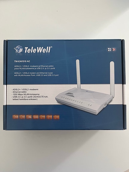 TeleWell TW-EAV510 AC modeemi / reititin (vaihtuu vaikka kahvipakettiin)